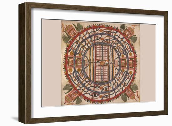 Manu?yaloka, Map of the World of Man, According to Jain Cosmological Traditions-null-Framed Art Print