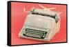 Manual Typewriter with Pink Background-null-Framed Stretched Canvas