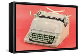 Manual Typewriter with Pink Background-null-Framed Stretched Canvas