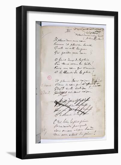 Manucript of 'Ariettes Oublies, Iii' from 'Romances Sans Parole', 1874 (Pen and Ink on Paper)-Paul Verlaine-Framed Giclee Print