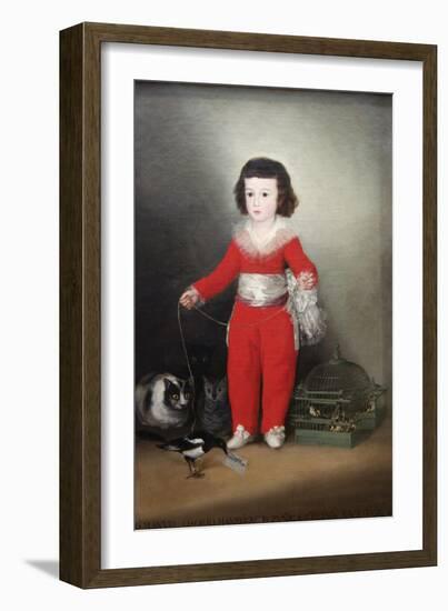 Manuel Osorio Manrique De Zuñiga, a Child with His Pets-Francisco de Goya-Framed Art Print