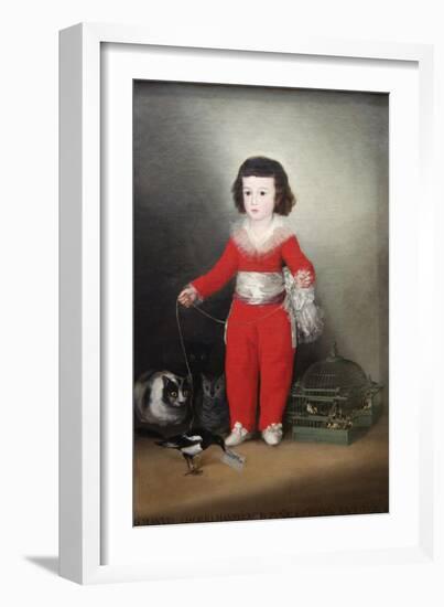 Manuel Osorio Manrique De Zuñiga, a Child with His Pets-Francisco de Goya-Framed Art Print