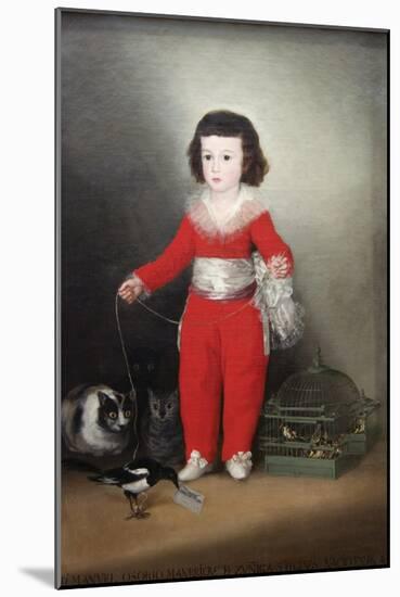 Manuel Osorio Manrique De Zuñiga, a Child with His Pets-Francisco de Goya-Mounted Art Print