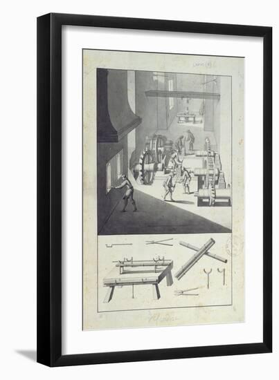 Manufacture of Cannons, Drawing for the 'Description Des Arts Et Métiers'-Louis Bretez-Framed Giclee Print