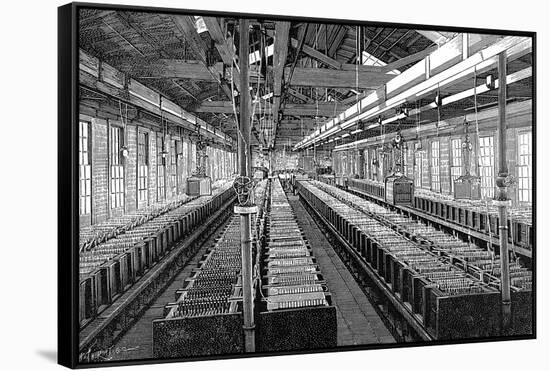 Manufacture of Electric Batteries, USA, 1887-null-Framed Stretched Canvas