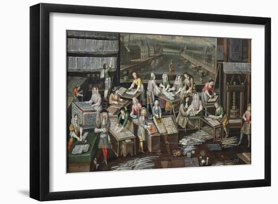 Manufacture of Playing Cards in Place Dauphine in Paris, Circa 1680, France, 17th Century-null-Framed Premium Giclee Print