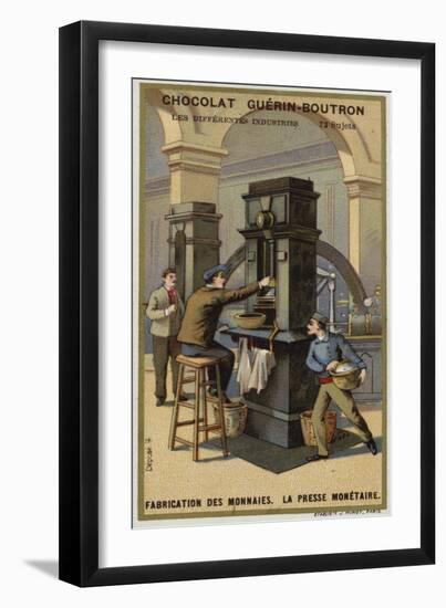 Manufacturing Coins, Coin Press-null-Framed Giclee Print