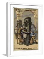 Manufacturing Coins, Coin Press-null-Framed Giclee Print