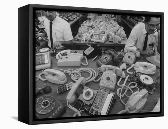 Manufacturing of Telephones at Western Electric Co-Yale Joel-Framed Stretched Canvas