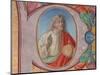 Manuscript Illumination with Salvator Mundi in an Initial P, from a Choir Book-Italian School-Mounted Giclee Print
