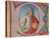 Manuscript Illumination with Salvator Mundi in an Initial P, from a Choir Book-Italian School-Stretched Canvas