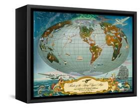 Manuscript Map of the World - Pan American World Airways, C.1942-null-Framed Stretched Canvas