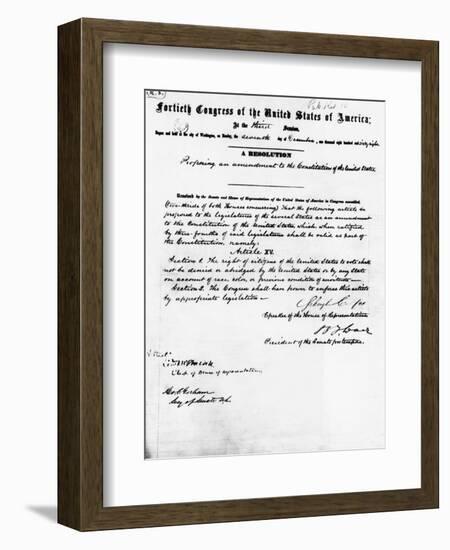 Manuscript of Fifteenth Amendment to the Constitution-null-Framed Giclee Print