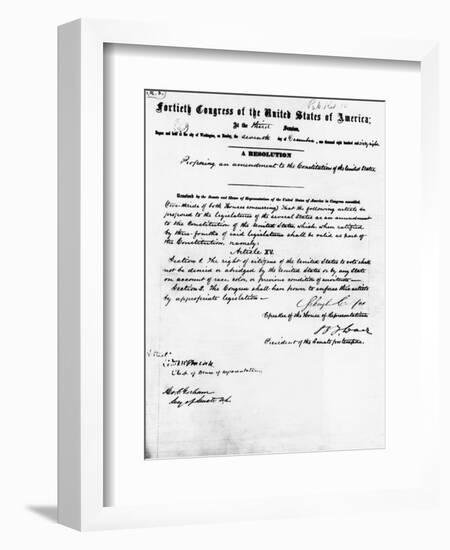 Manuscript of Fifteenth Amendment to the Constitution-null-Framed Giclee Print