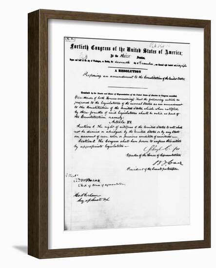 Manuscript of Fifteenth Amendment to the Constitution-null-Framed Giclee Print