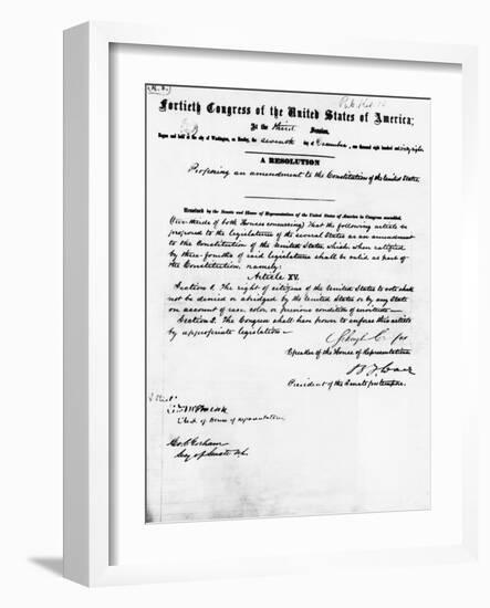 Manuscript of Fifteenth Amendment to the Constitution-null-Framed Giclee Print