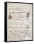 Manuscript Page from Codici Rari III 35.2-Leonardo da Vinci-Framed Stretched Canvas