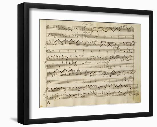 Manuscript Page from the Score of Opus V, 'sonata for Violin, Violone, and Harpsichord'-Arcangelo Corelli-Framed Giclee Print