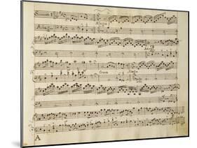 Manuscript Page from the Score of Opus V, 'sonata for Violin, Violone, and Harpsichord'-Arcangelo Corelli-Mounted Giclee Print