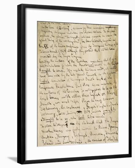 Manuscript Page of Article by Karl Marx-null-Framed Giclee Print