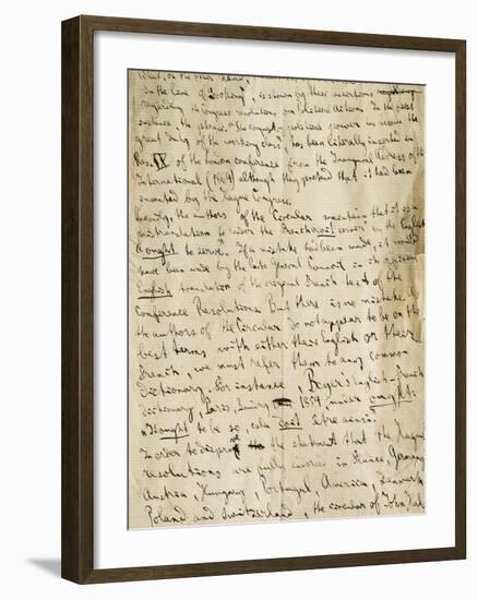 Manuscript Page of Article by Karl Marx-null-Framed Giclee Print