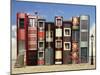 Many Books with Windows Doors Lamps in a External Background with Blue Light Sky-Valentina Photos-Mounted Art Print