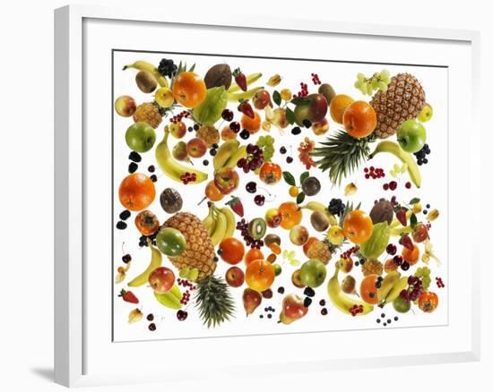 Many Different Types of Fruit Against White Background-Karl Newedel-Framed Photographic Print