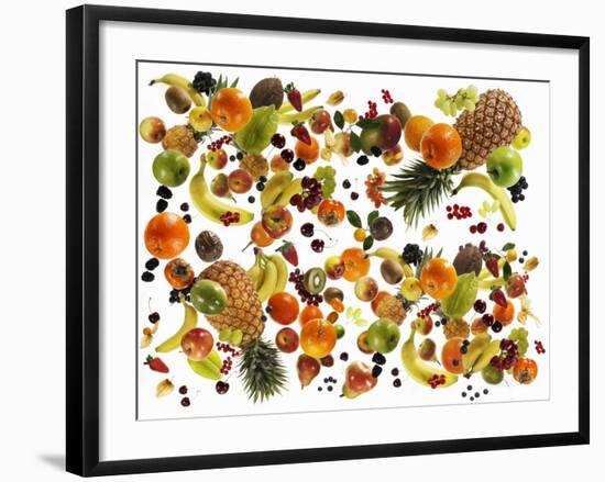 Many Different Types of Fruit Against White Background-Karl Newedel-Framed Photographic Print