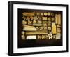 Many Different Types of Pasta on Dark Wooden Background-Walter Cimbal-Framed Photographic Print