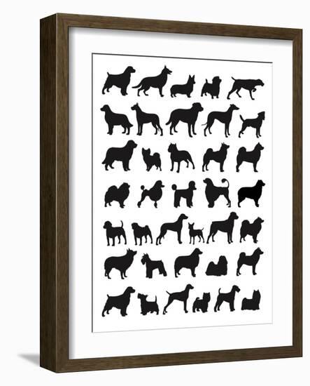 Many Dog Breeds in Silhouettes-photosoup-Framed Art Print