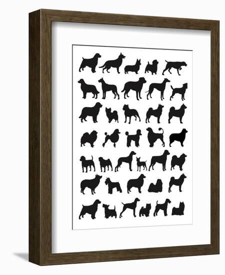 Many Dog Breeds in Silhouettes-photosoup-Framed Art Print