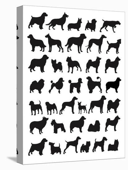 Many Dog Breeds in Silhouettes-photosoup-Stretched Canvas