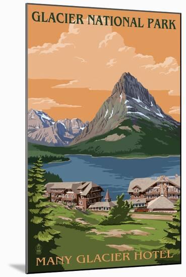 Many Glacier Hotel - Glacier National Park, Montana-Lantern Press-Mounted Art Print