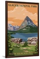 Many Glacier Hotel - Glacier National Park, Montana-Lantern Press-Framed Art Print