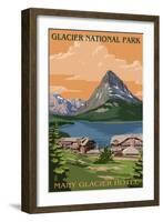 Many Glacier Hotel - Glacier National Park, Montana-Lantern Press-Framed Art Print