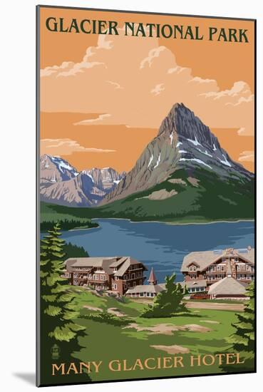 Many Glacier Hotel - Glacier National Park, Montana-Lantern Press-Mounted Art Print