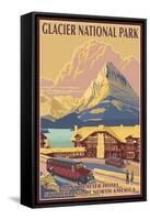 Many Glacier Hotel, Glacier National Park, Montana-Lantern Press-Framed Stretched Canvas