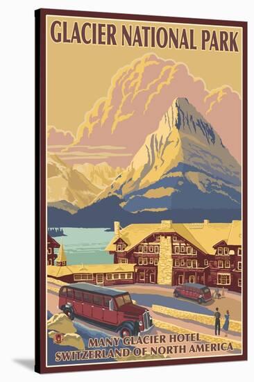 Many Glacier Hotel, Glacier National Park, Montana-Lantern Press-Stretched Canvas