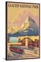 Many Glacier Hotel, Glacier National Park, Montana-Lantern Press-Stretched Canvas