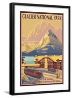 Many Glacier Hotel, Glacier National Park, Montana-Lantern Press-Framed Art Print