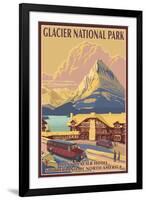 Many Glacier Hotel, Glacier National Park, Montana-Lantern Press-Framed Art Print