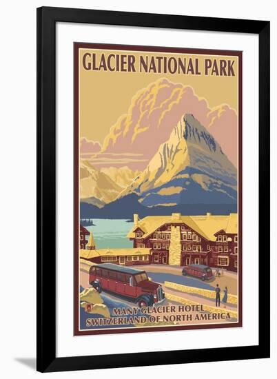 Many Glacier Hotel, Glacier National Park, Montana-Lantern Press-Framed Art Print