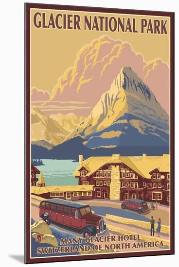 Many Glacier Hotel, Glacier National Park, Montana-Lantern Press-Mounted Art Print