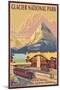 Many Glacier Hotel, Glacier National Park, Montana-Lantern Press-Mounted Art Print