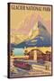 Many Glacier Hotel, Glacier National Park, Montana-Lantern Press-Stretched Canvas