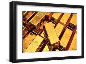 Many Gold Bars or Ingots-null-Framed Art Print