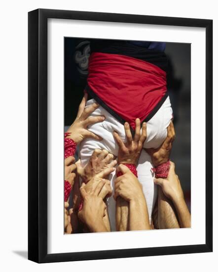 Many Hands Help Support the Base of a Human Castle During the Festival of La Merce in Barcelona-Andrew Watson-Framed Photographic Print