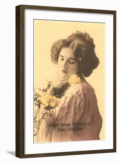 Many Happy Returns of Your Birthday, Victorian Lady-null-Framed Art Print