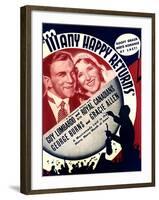 MANY HAPPY RETURNS, US ad art, from left: George Burns, Gracie Allen, Guy Lombardo, 1934-null-Framed Art Print