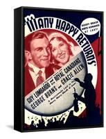 MANY HAPPY RETURNS, US ad art, from left: George Burns, Gracie Allen, Guy Lombardo, 1934-null-Framed Stretched Canvas